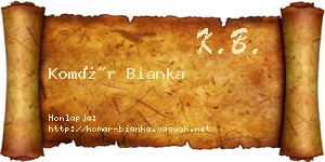 Komár Bianka névjegykártya