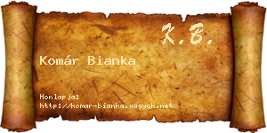 Komár Bianka névjegykártya